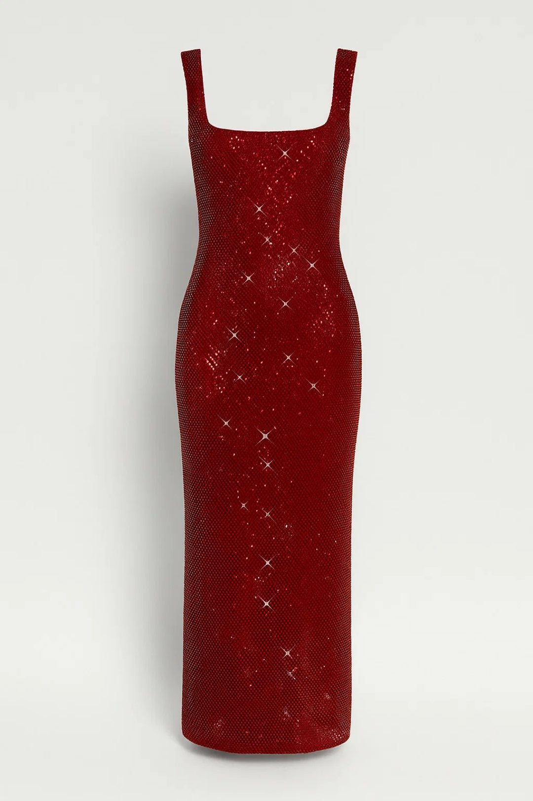 Abito lungo donna con paillettes – schiena scoperta e scollo quadrato