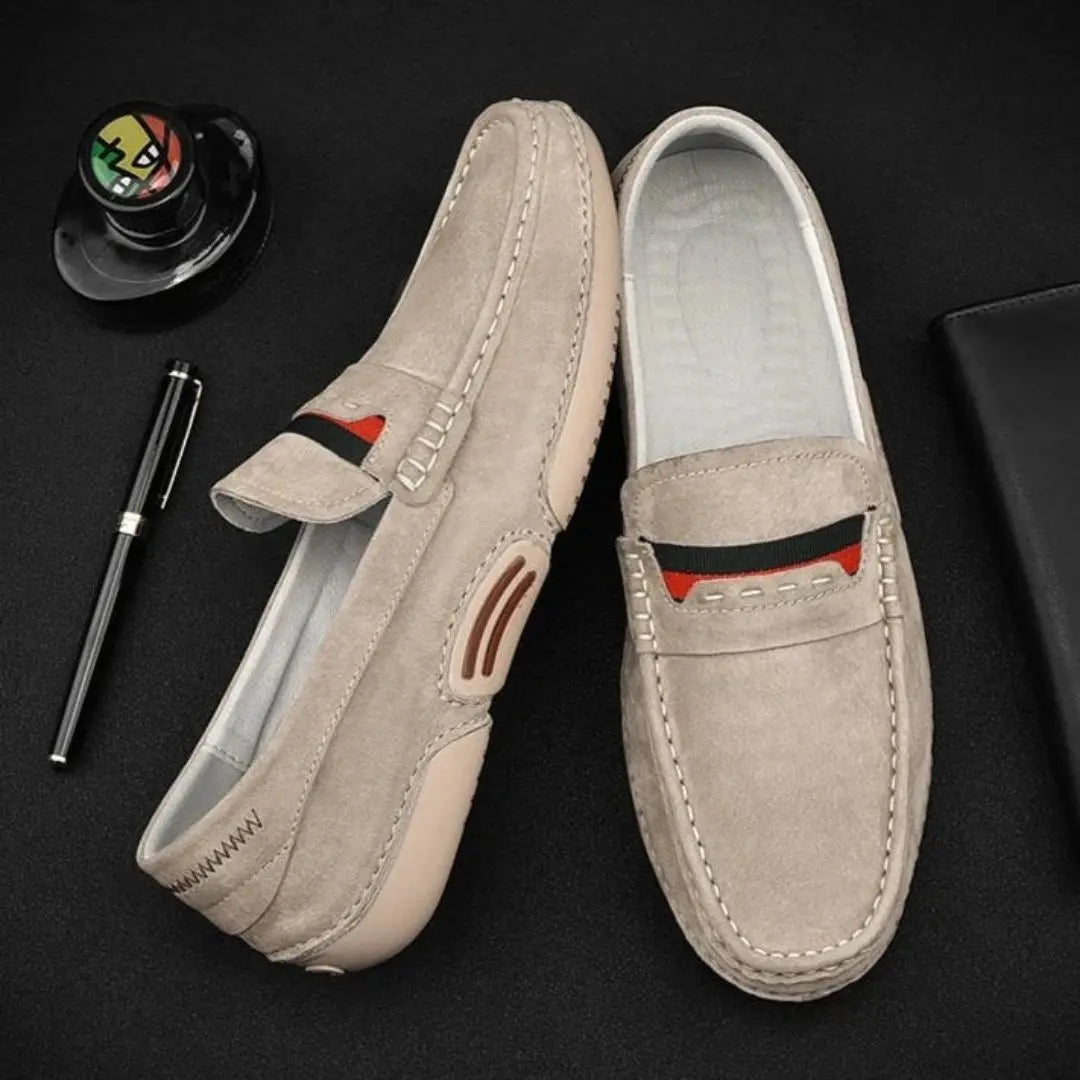 Men's Slip-On Moccasins – Textured Upper and Rubber Sole