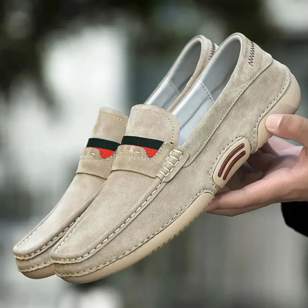 Men's Slip-On Moccasins – Textured Upper and Rubber Sole