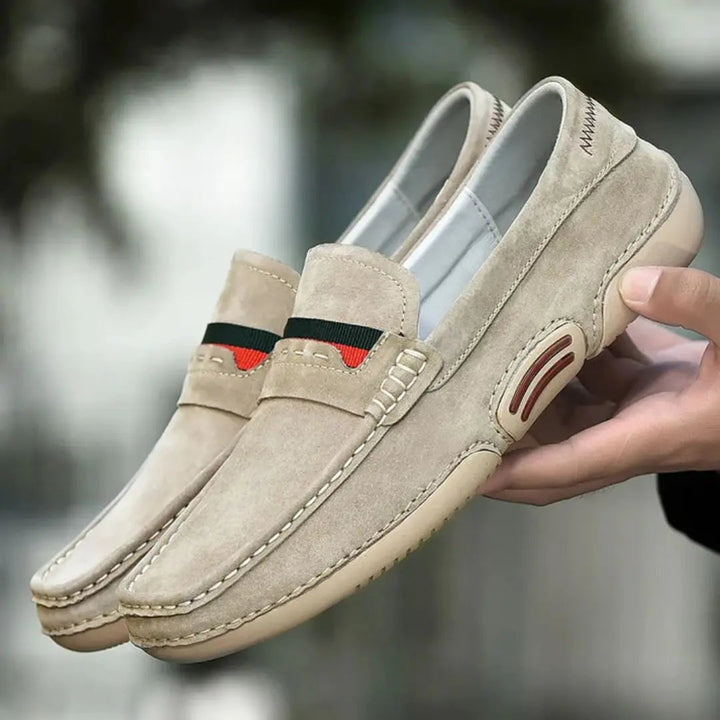 Men's Slip-On Moccasins – Textured Upper and Rubber Sole