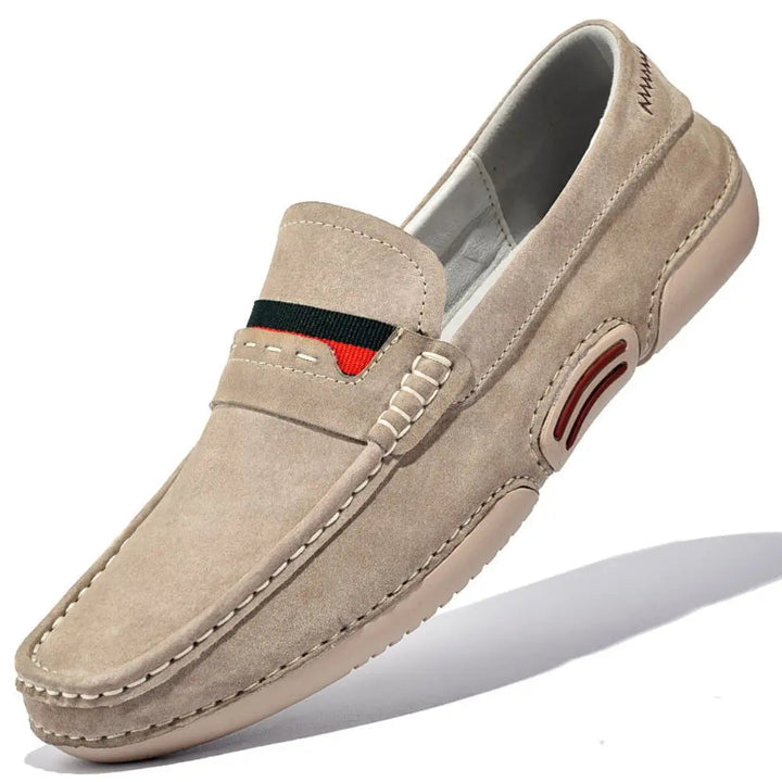 Men's Slip-On Moccasins – Textured Upper and Rubber Sole