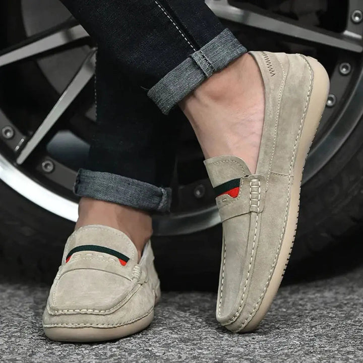 Men's Slip-On Moccasins – Textured Upper and Rubber Sole