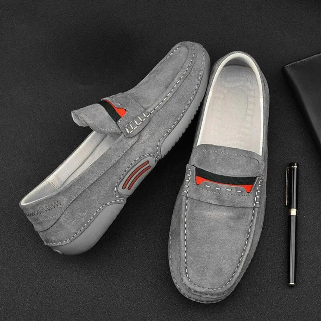 Men's Slip-On Moccasins – Textured Upper and Rubber Sole
