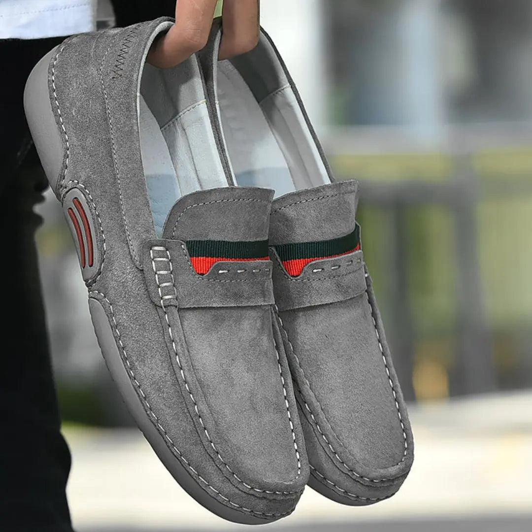 Men's Slip-On Moccasins – Textured Upper and Rubber Sole