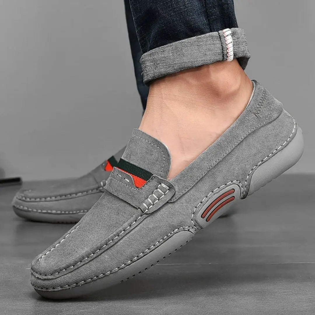 Men's Slip-On Moccasins – Textured Upper and Rubber Sole