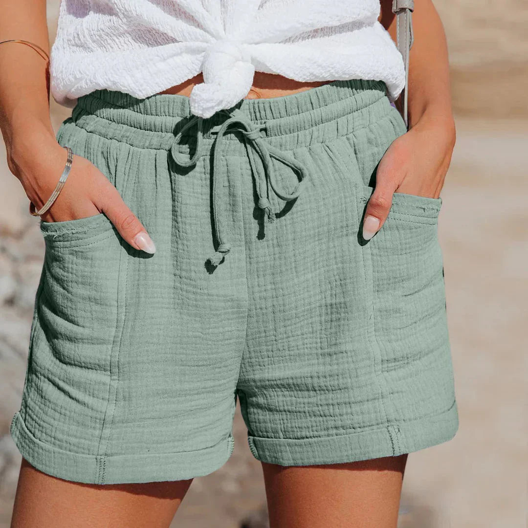Sommer-Shorts aus Baumwollmischung für Damen – lockerer Schnitt seitliche Taschen