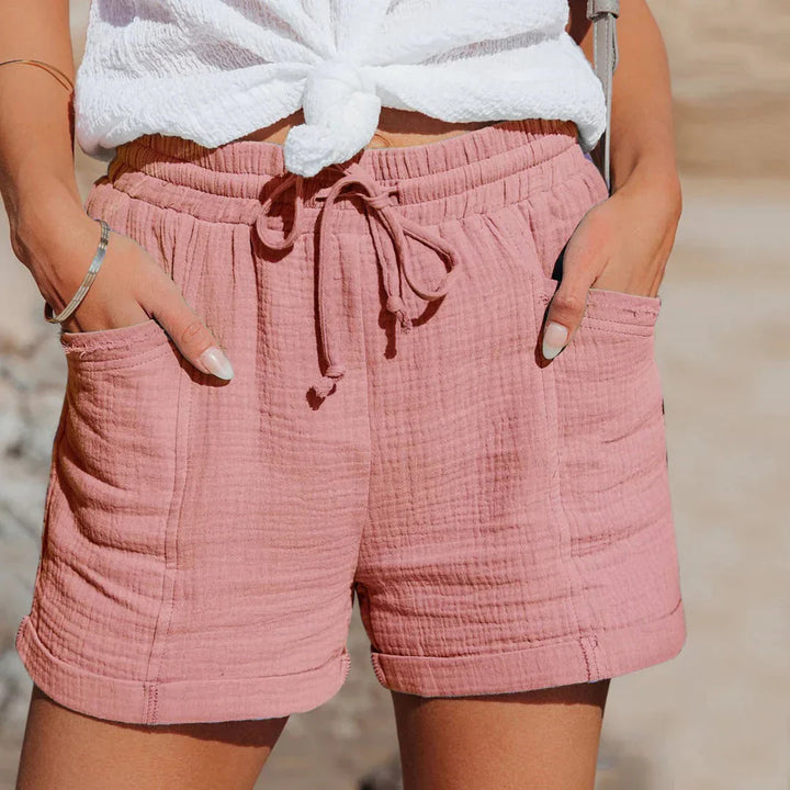 Sommer-Shorts aus Baumwollmischung für Damen – lockerer Schnitt seitliche Taschen