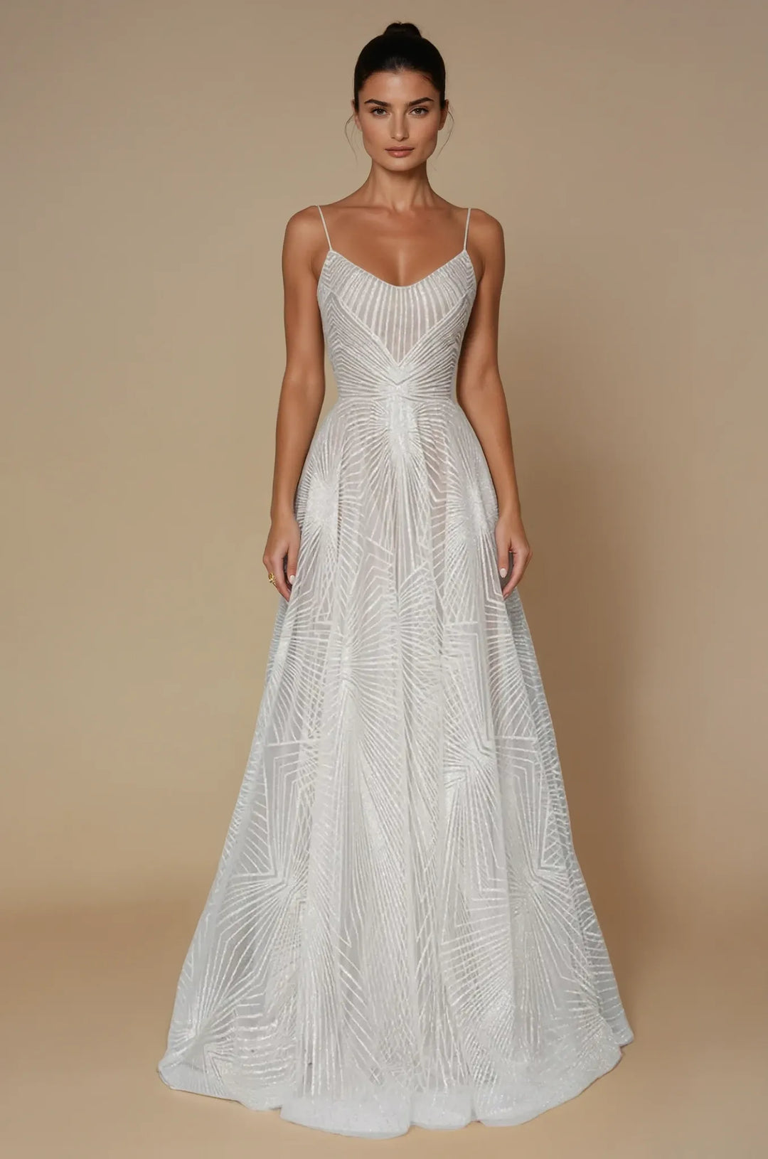Women's Flowy Sequin Maxi Dress – Pleated A-Line Cut Occasion
