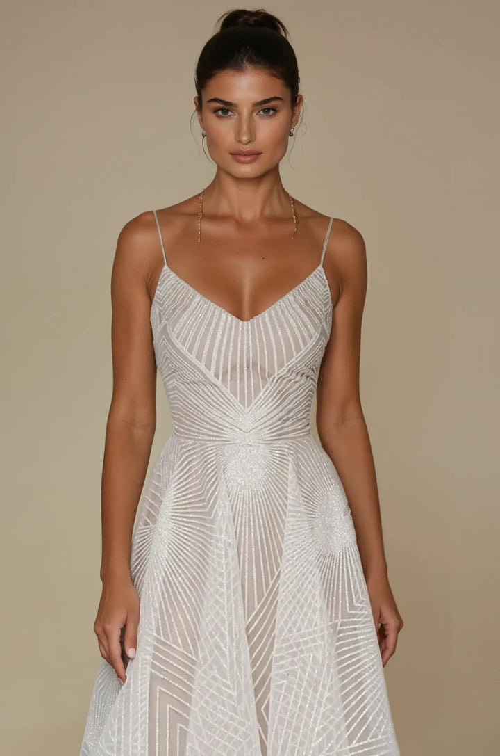 Damen Maxikleid mit Pailletten – Plissierter A-Linien-Schnitt Fließender Stoff Besondere Gelegenheit