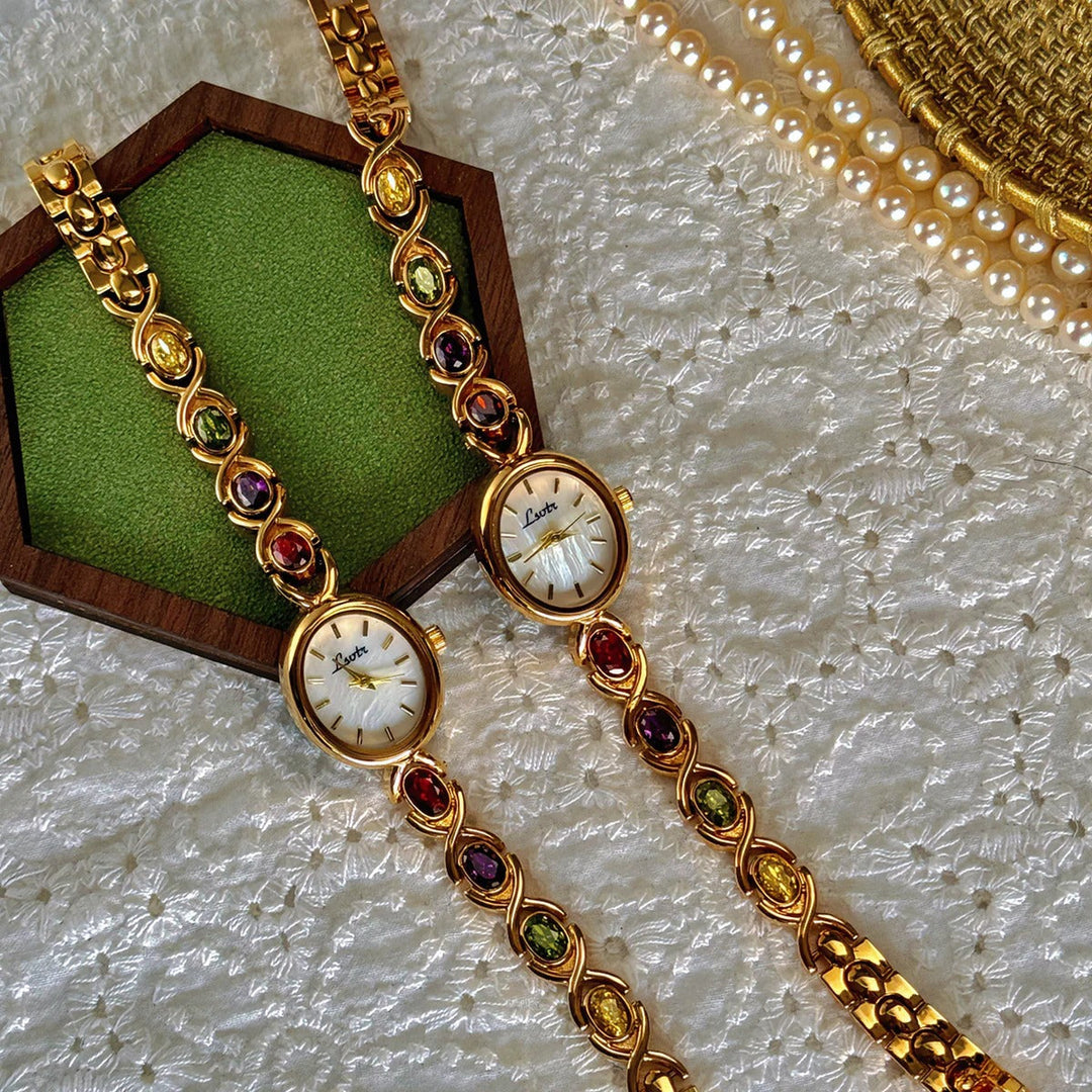 Orologio da polso donna – quadrante ovale e dettagli con gemme