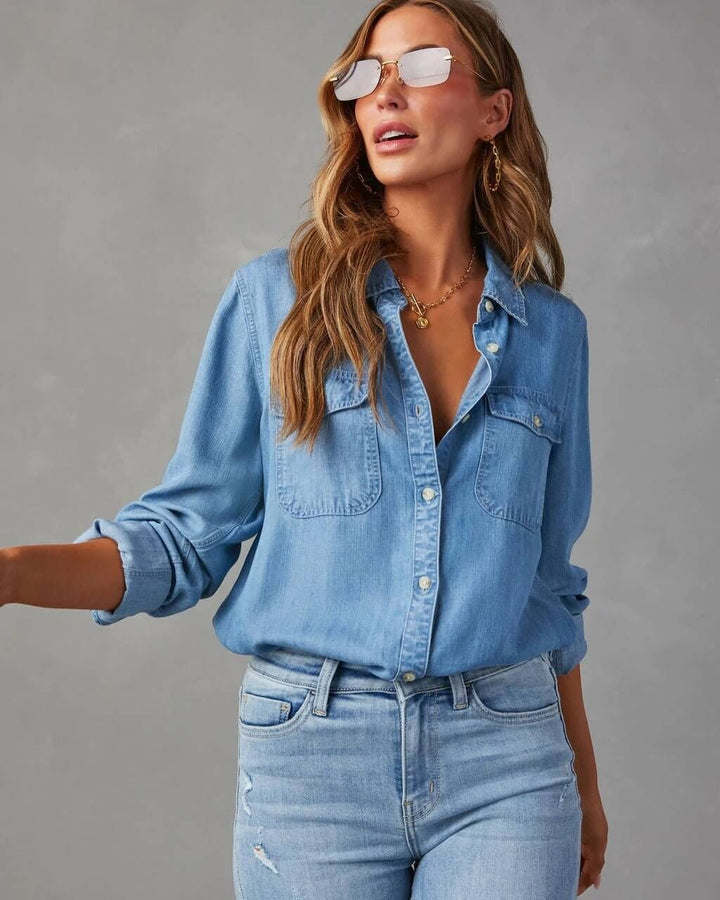 Damen Oversize Jeanshemd – Entspannter Schnitt aus Baumwolle