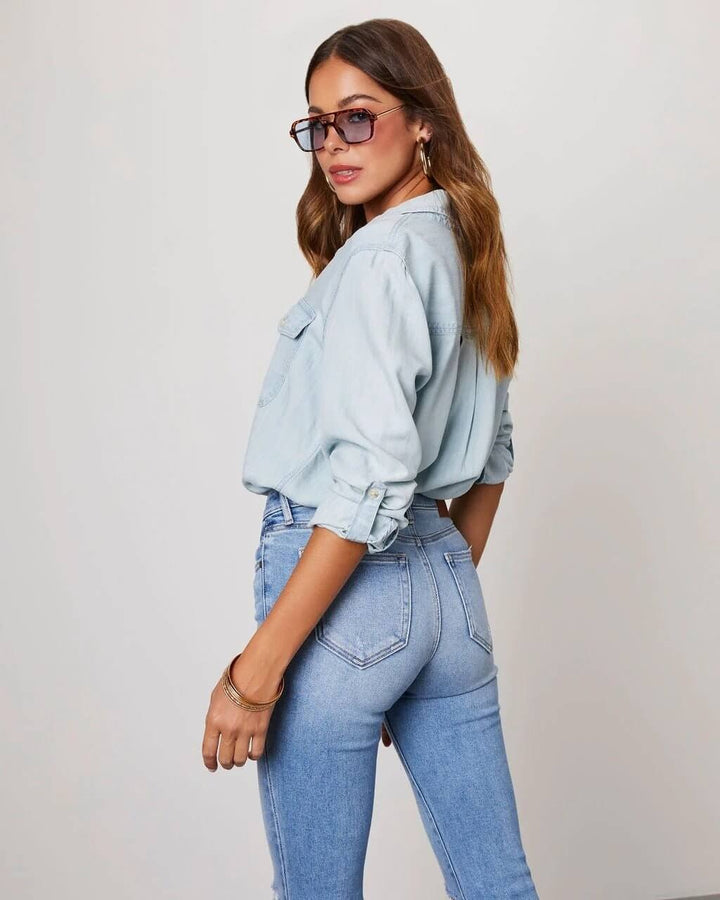 Damen Oversize Jeanshemd – Entspannter Schnitt aus Baumwolle