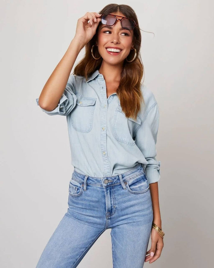 Damen Oversize Jeanshemd – Entspannter Schnitt aus Baumwolle