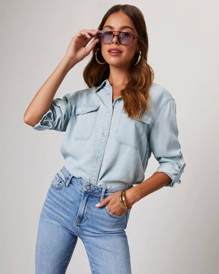 Damen Oversize Jeanshemd – Entspannter Schnitt aus Baumwolle