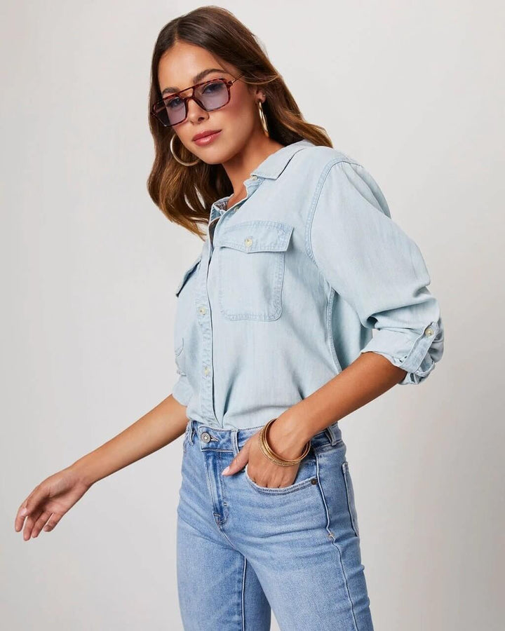 Damen Oversize Jeanshemd – Entspannter Schnitt aus Baumwolle