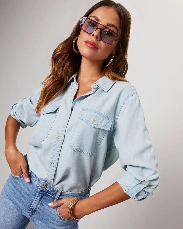 Damen Oversize Jeanshemd – Entspannter Schnitt aus Baumwolle