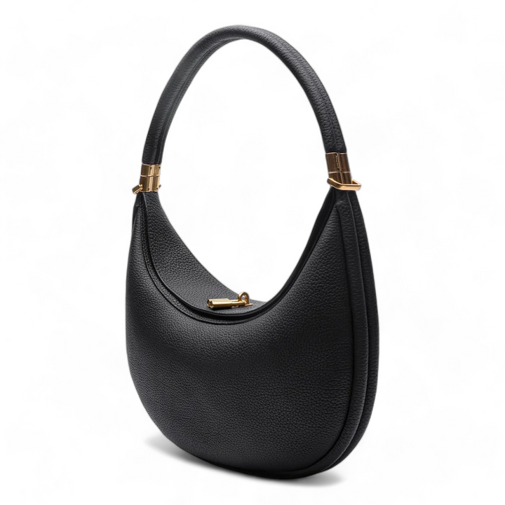 Damen Croissant Ledertasche – Elegante Strukturierte Schultertasche