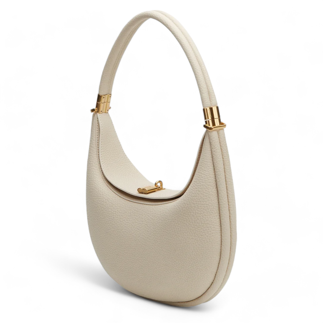 Damen Croissant Ledertasche – Elegante Strukturierte Schultertasche