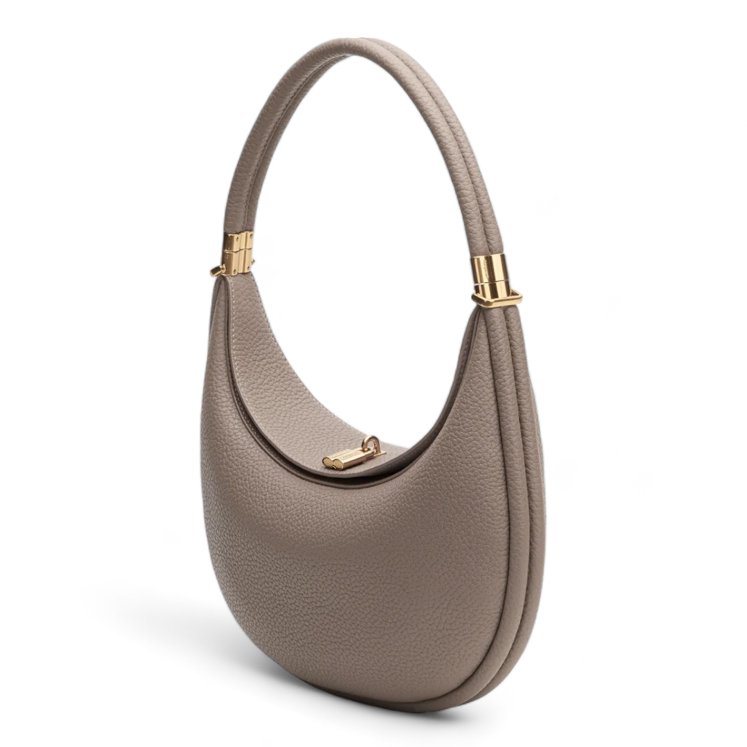 Damen Croissant Ledertasche – Elegante Strukturierte Schultertasche