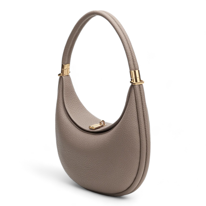 Damen Croissant Ledertasche – Elegante Strukturierte Schultertasche