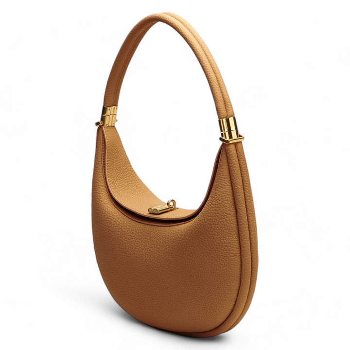 Damen Croissant Ledertasche – Elegante Strukturierte Schultertasche
