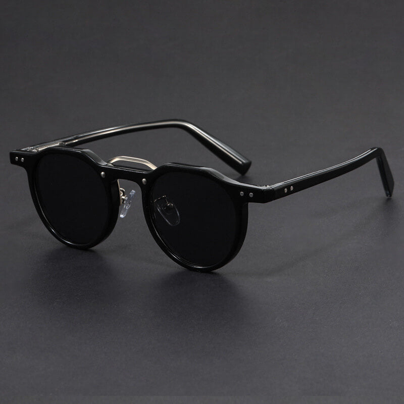 Minimalistische runde Sonnenbrille für Herren – kompakte Fassung getönte Gläser