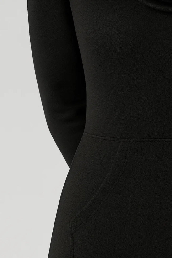 Abito lungo donna collo alto maniche lunghe – silhouette fluida
