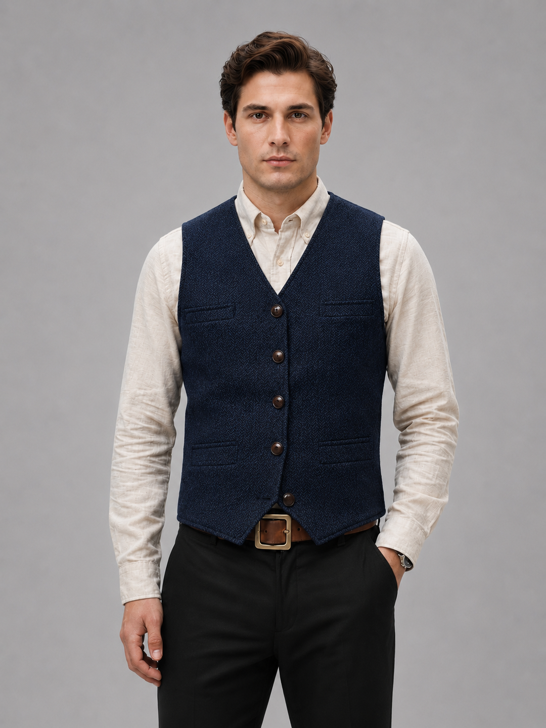Herrenweste aus Tweed-Stoff – Heritage-Schnitt im Schneiderstil