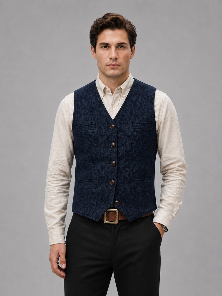Herrenweste aus Tweed-Stoff – Heritage-Schnitt im Schneiderstil