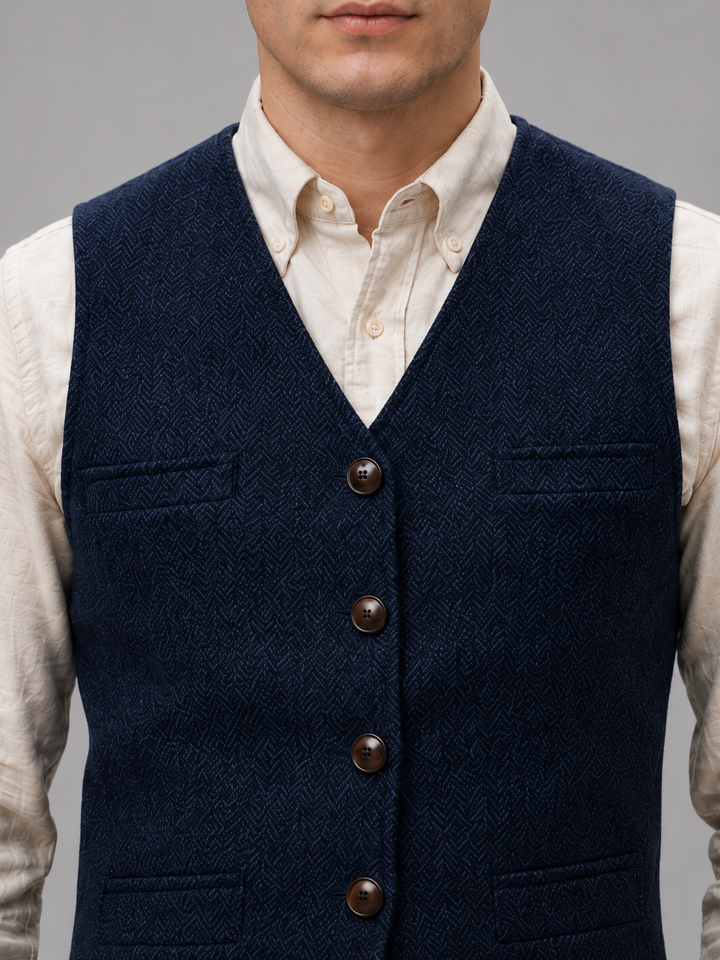 Herrenweste aus Tweed-Stoff – Heritage-Schnitt im Schneiderstil