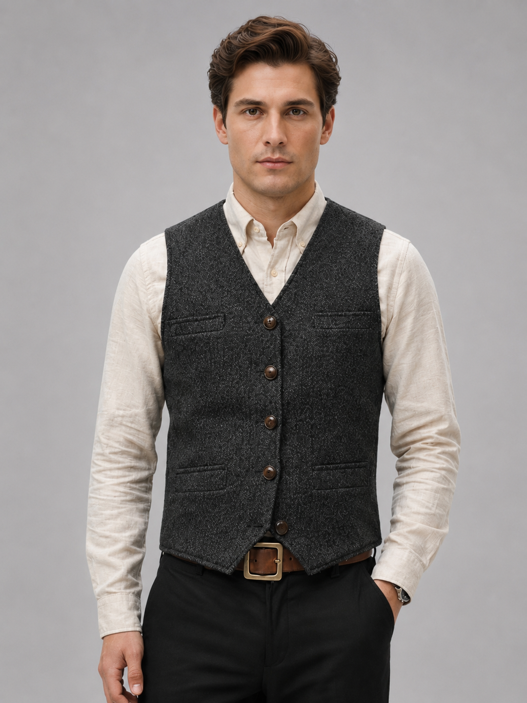 Herrenweste aus Tweed-Stoff – Heritage-Schnitt im Schneiderstil