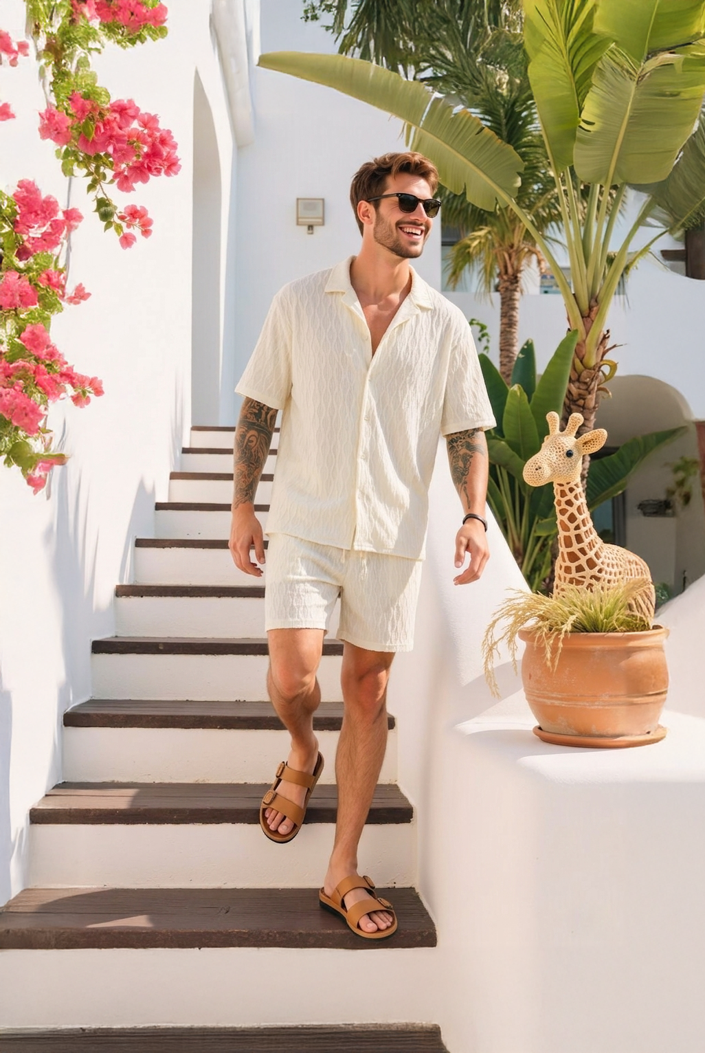 Men's Two-Piece Set Shirt and Shorts – Casual Cotton