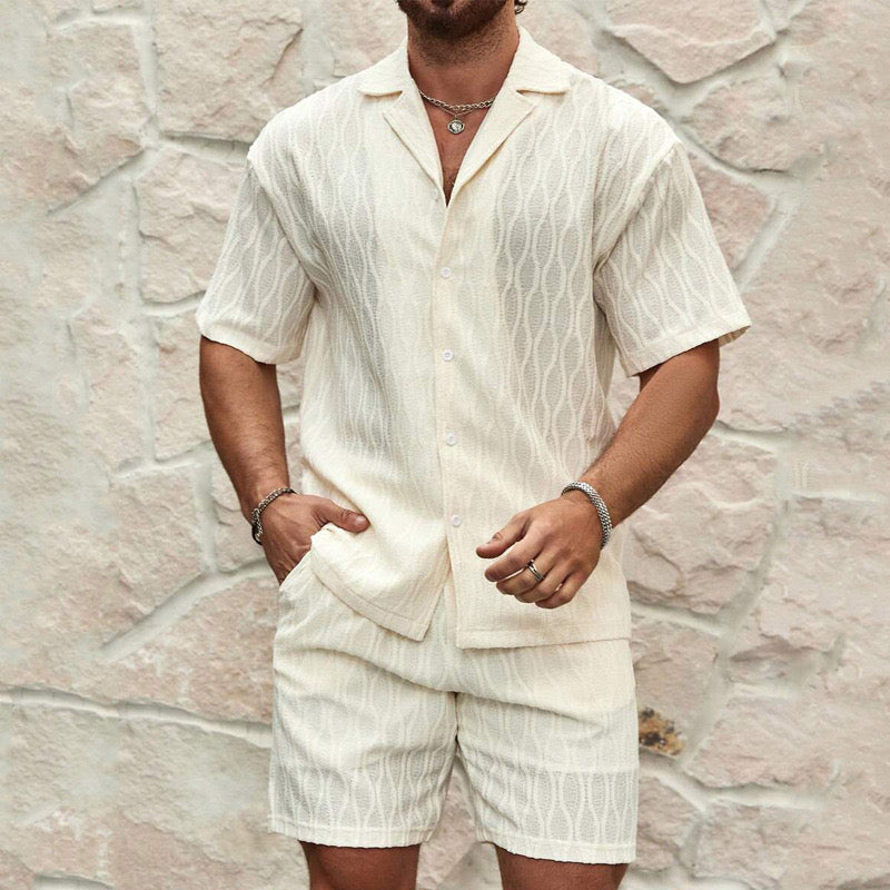 Men's Two-Piece Set Shirt and Shorts – Casual Cotton