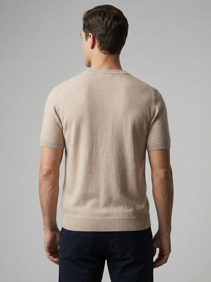 Herre T-shirt med rund hals – Finstrikket, tætsiddende pasform