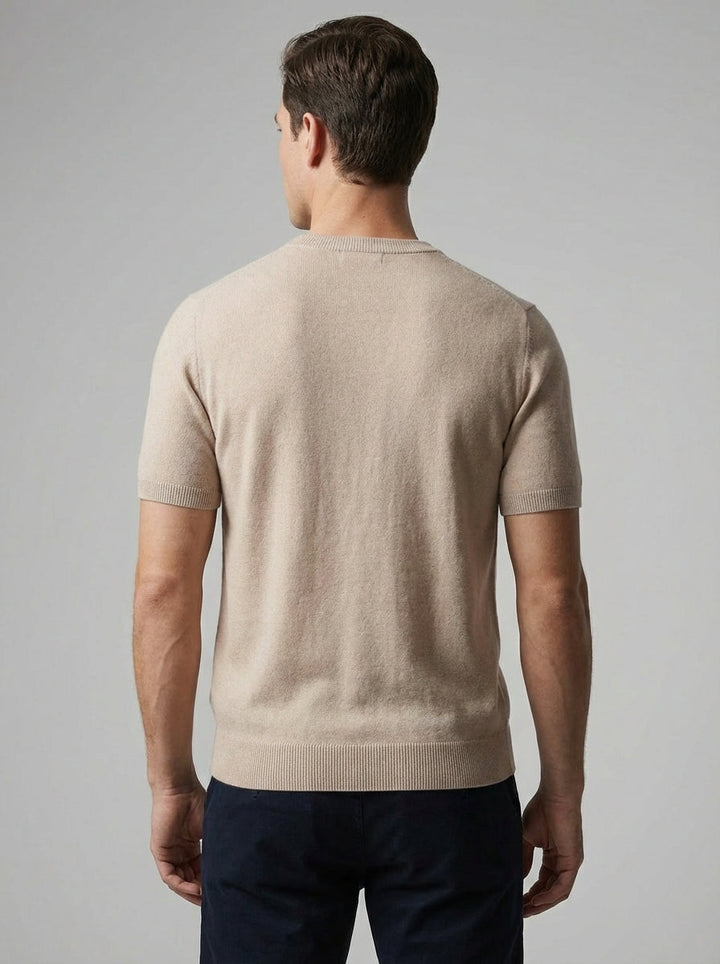 Herre T-shirt med rund hals – Finstrikket, tætsiddende pasform