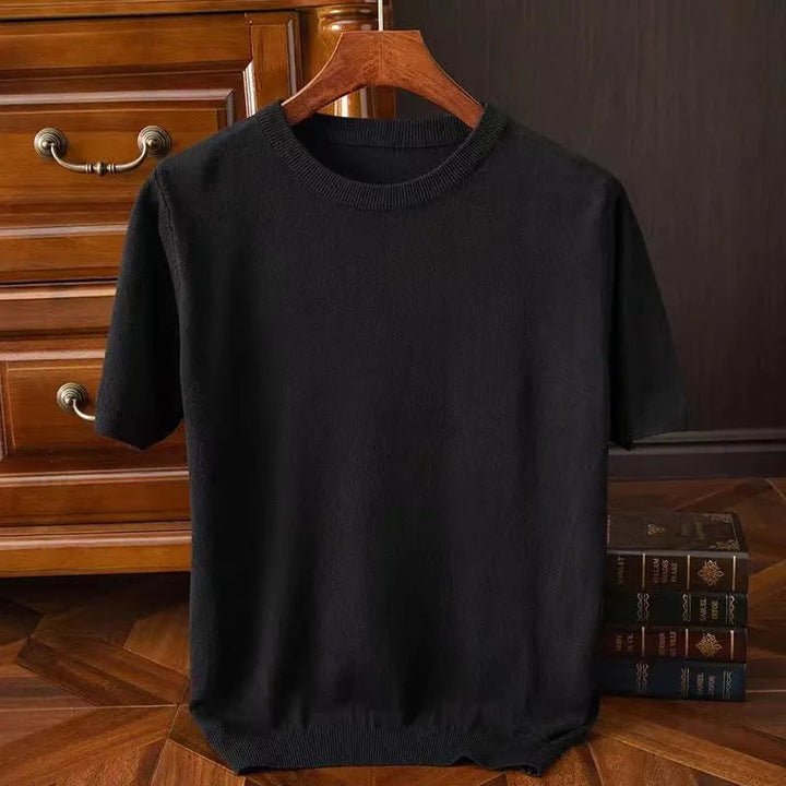 Herre T-shirt med rund hals – Finstrikket, tætsiddende pasform