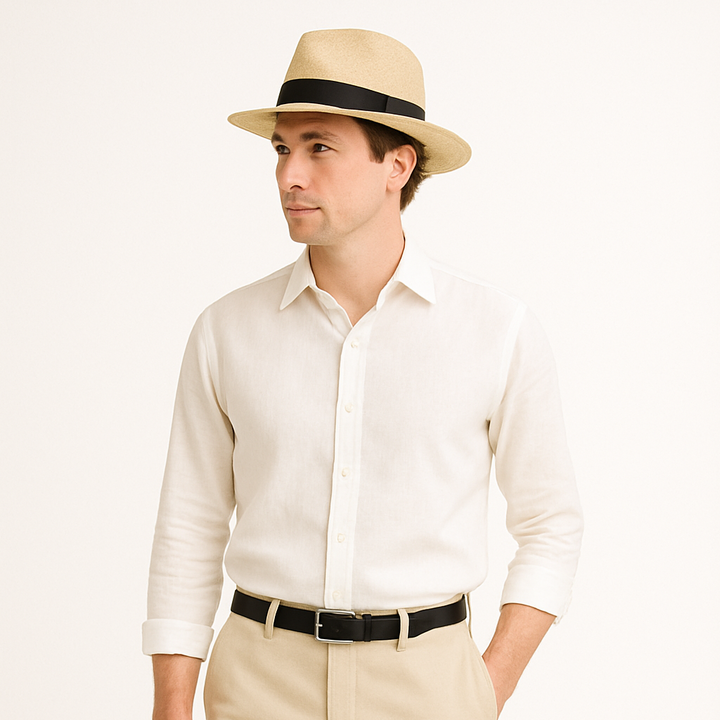 Cappello Panama in paglia da uomo – Tesa larga traspirante stile classico