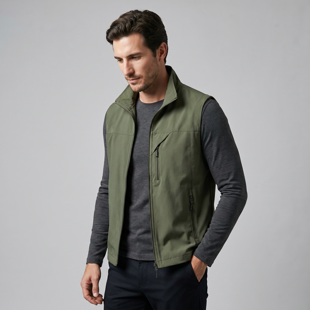 Men's Lightweight Sleeveless Vest – Utility Style with Zippered Pockets