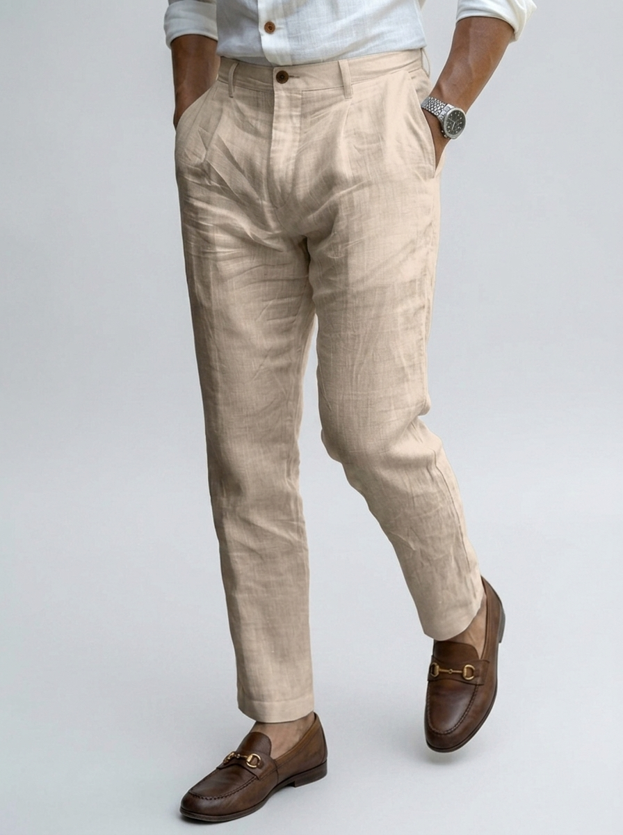 Men's Linen Pants – Lightweight Tapered Fit for Summer