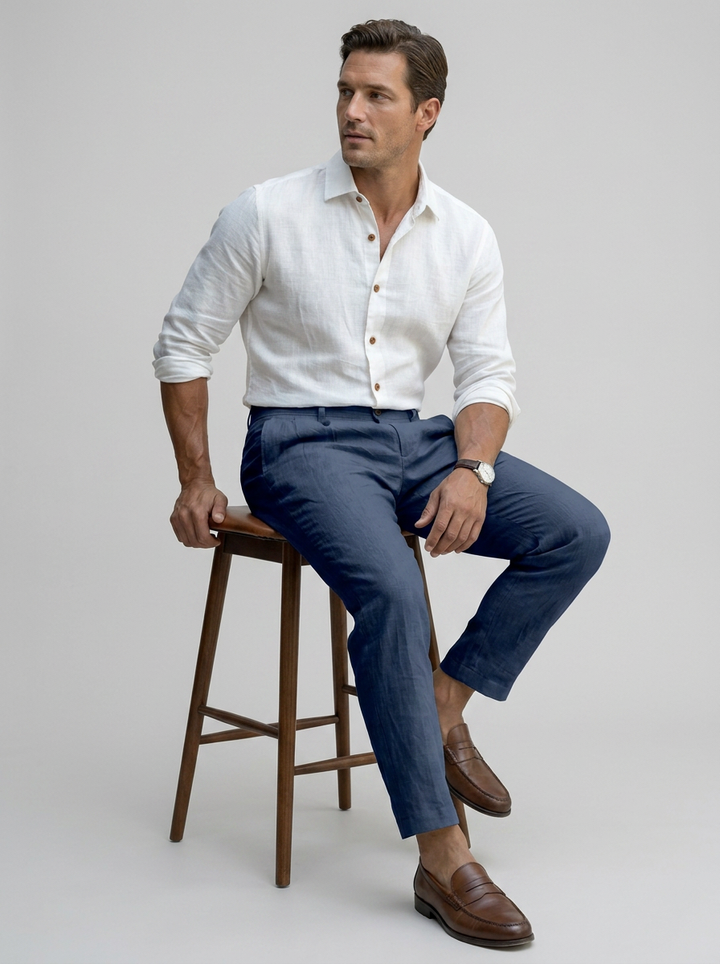 Men's Linen Pants – Lightweight Tapered Fit for Summer