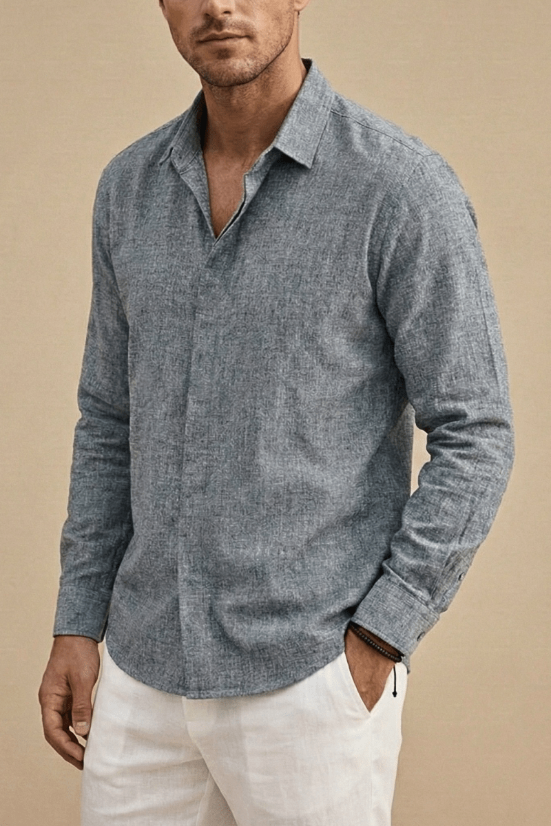 Men's Long Sleeve Shirt – Spread Collar in Hemp Blend