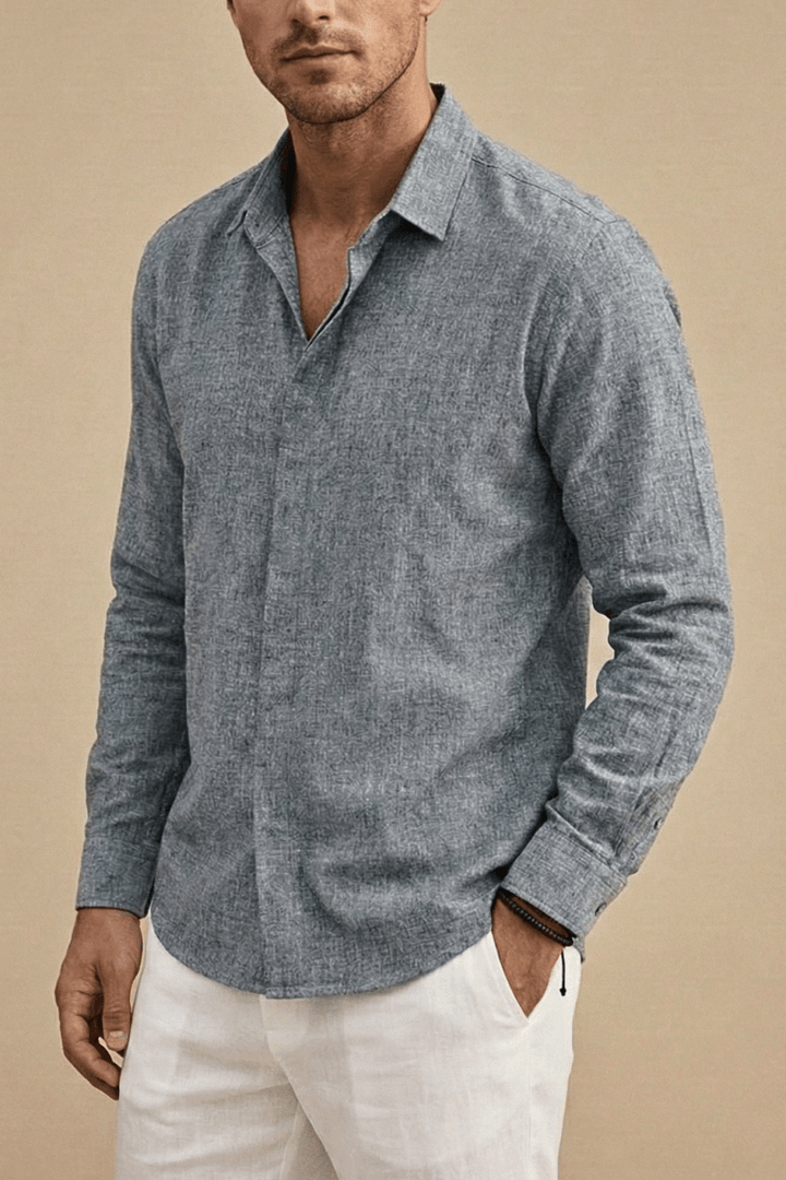 Men's Long Sleeve Shirt – Spread Collar in Hemp Blend