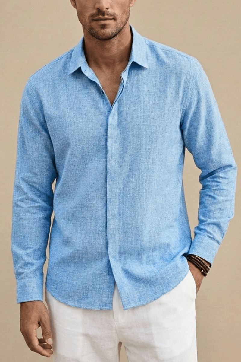 Men's Long Sleeve Shirt – Spread Collar in Hemp Blend