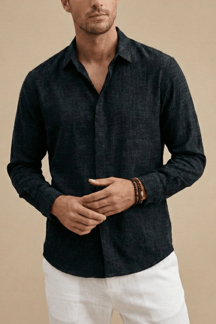 Men's Long Sleeve Shirt – Spread Collar in Hemp Blend