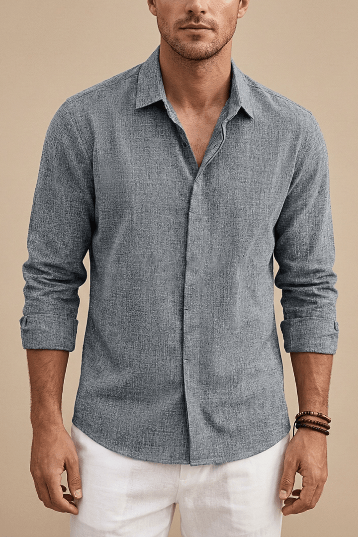 Men's Long Sleeve Shirt – Spread Collar in Hemp Blend