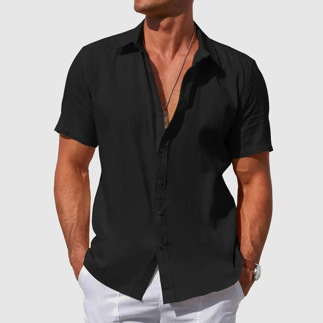 Men's Short Sleeve Shirt – Lightweight and Breathable Textured Fabric