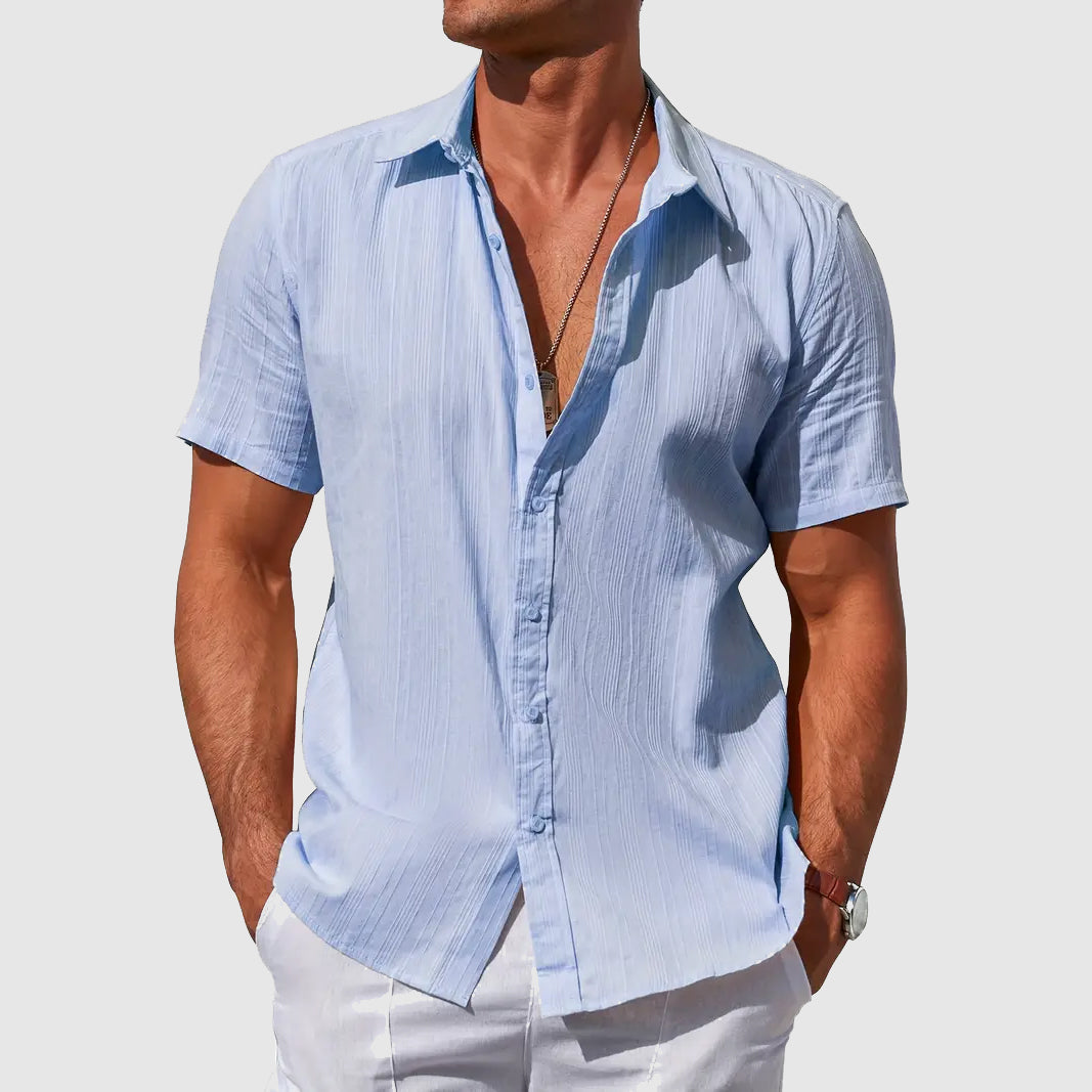 Men's Short Sleeve Shirt – Lightweight and Breathable Textured Fabric