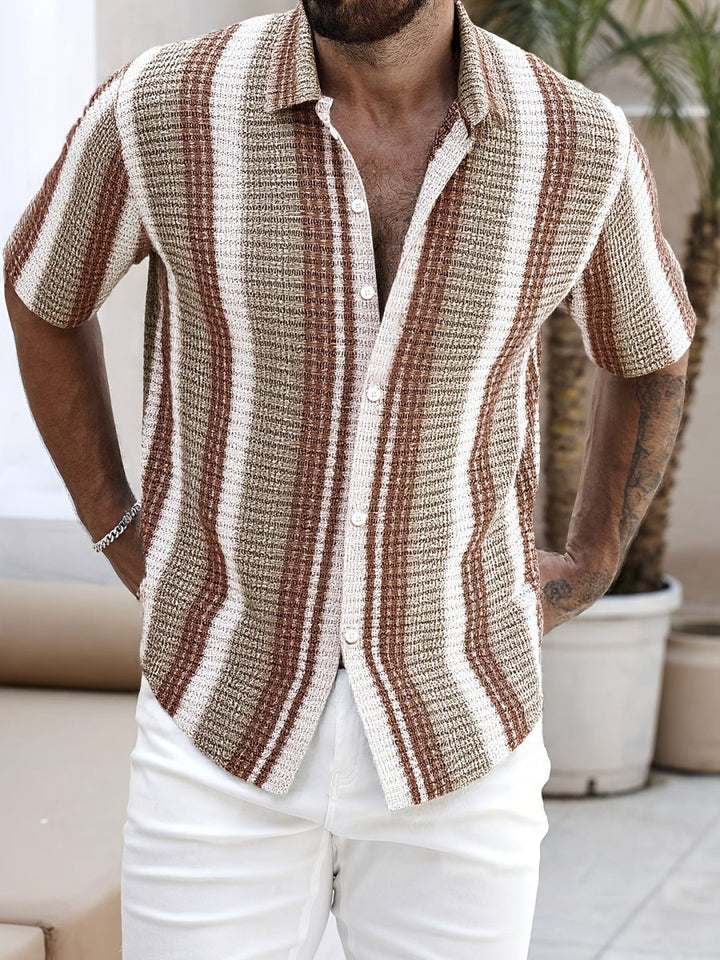 Men's Short Sleeve Striped Shirt – Lightweight Casual Fit