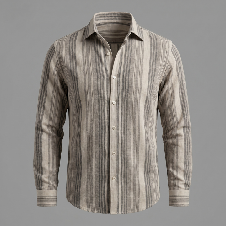Camicia Uomo a Maniche Corte a Righe – Tessuto Traspirante Testurizzato