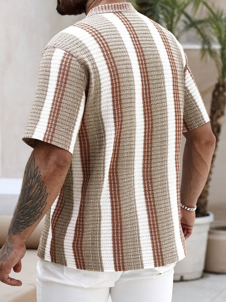 Men's Short Sleeve Striped Shirt – Lightweight Casual Fit